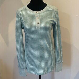 Women's Gingham Long Sleeve Top - Light Blue Columbia brand small